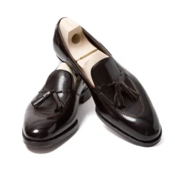 Loafer "Short Vamp Tassel" In Dark Brown Calfskin - Hand Dyed