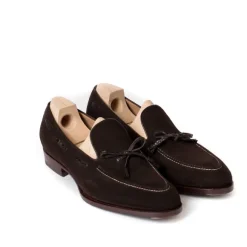 Loop Loafer "Croc-Tassel" Made Of Brown Suede "Hunting" - Purely Handc
