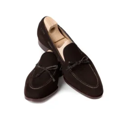 Loop Loafer "Croc-Tassel" Made Of Brown Suede "Hunting" - Purely Handc