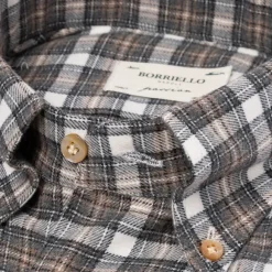 Madras Check Brushed Vintage Cotton Flannel Sport Shirt - Linea Passio