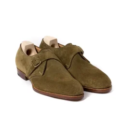 Monk "Classic" Made Of Olive Green Suede - Purely Handcrafted