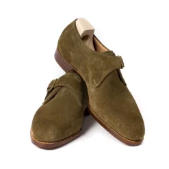 Monk "Classic" Made Of Olive Green Suede - Purely Handcrafted