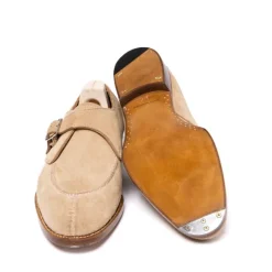 Monk "Split Toe Apron" In Sand Colored Suede Leather - Pure Handwork