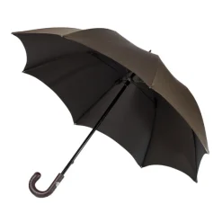 Olive-Colored Sporty Umbrella With Hand-Sewn Leather Handle
