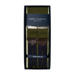 Olive-Colored Suspenders "Rigid Plain" To Button