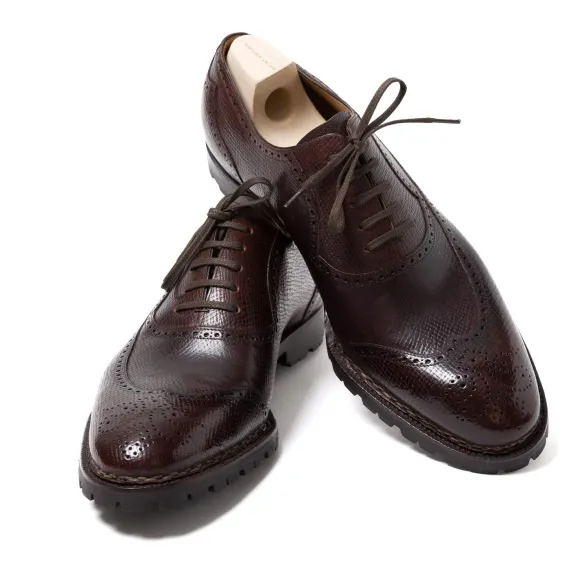 Oxford "Longwing Sport Brogue" Made Of Dark Brown Grained Ca