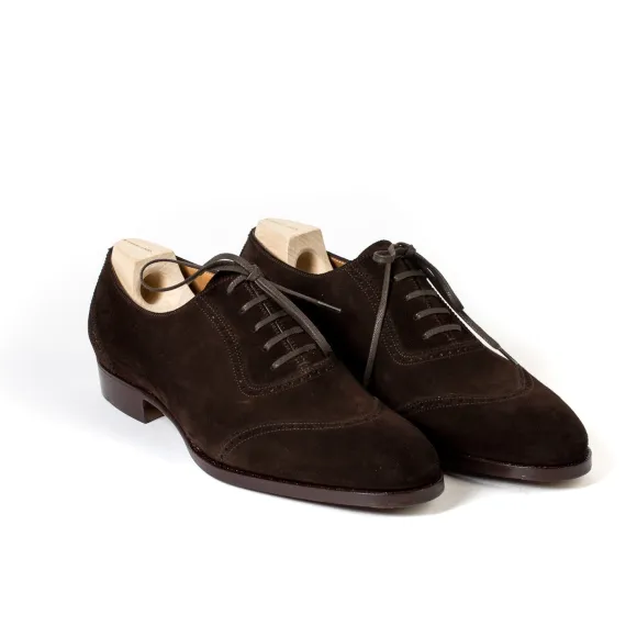 Oxford "Queens" Made Of Dark Brown Suede Leather - Purely Handcrafted