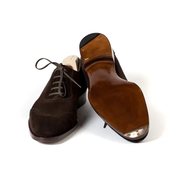Oxford "Queens" Made Of Dark Brown Suede Leather - Purely Handcrafted