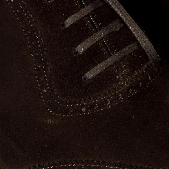 Oxford "Queens" Made Of Dark Brown Suede Leather - Purely Handcrafted