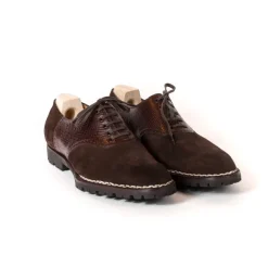 Oxford "Saddle" Made Of Dark Brown Full-Grained Leather With Brown Sad