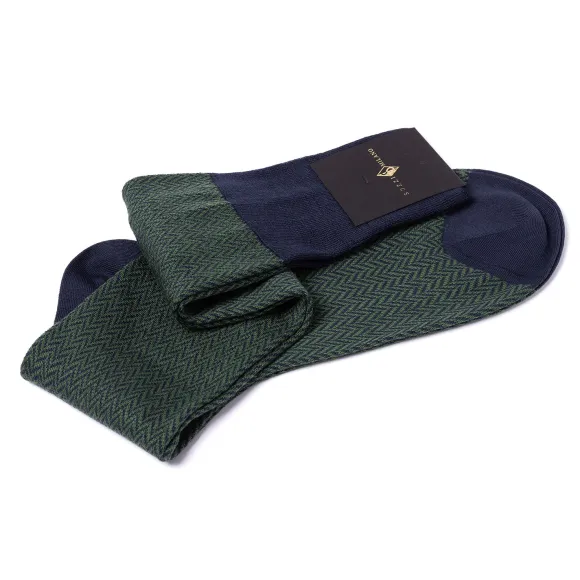 Patterned Knee Sock "Herringbone Pattern" From Merino Wool