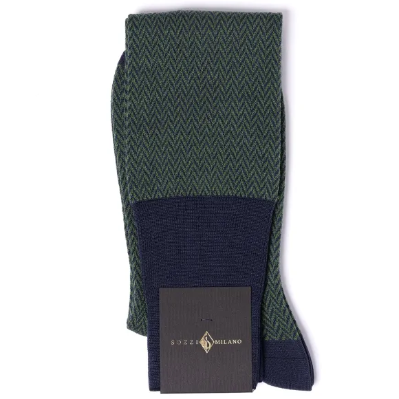 Patterned Knee Sock "Herringbone Pattern" From Merino Wool