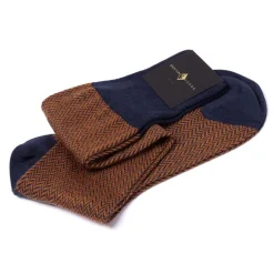 Patterned Knee Sock "Herringbone Pattern" From Merino Wool