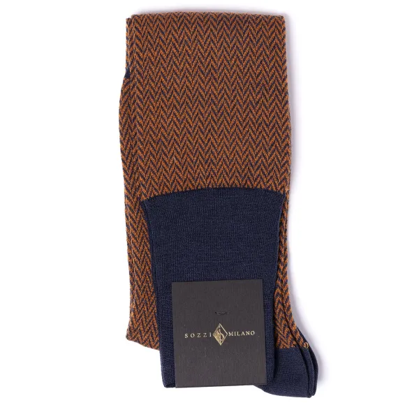 Patterned Knee Sock "Herringbone Pattern" From Merino Wool