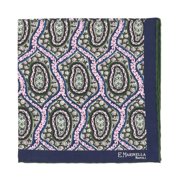 Patterned Pochette In Pure English Silk - Handrolled