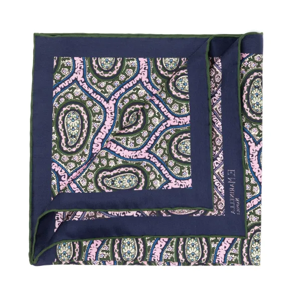 Patterned Pochette In Pure English Silk - Handrolled