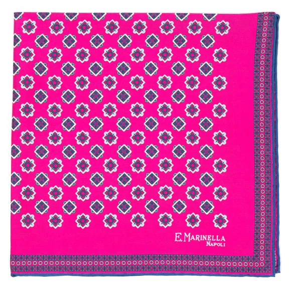 Patterned Pochette In Pure English Silk - Handrolled