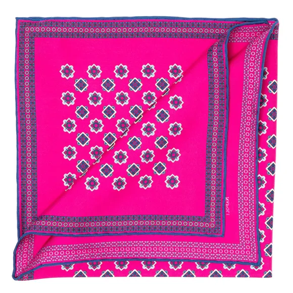 Patterned Pochette In Pure English Silk - Handrolled