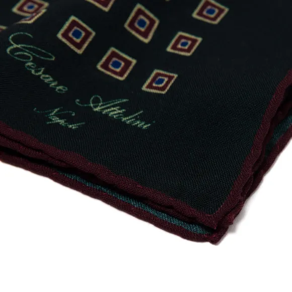 Pure Wool Pocket Square "Medaglioni Incornicato