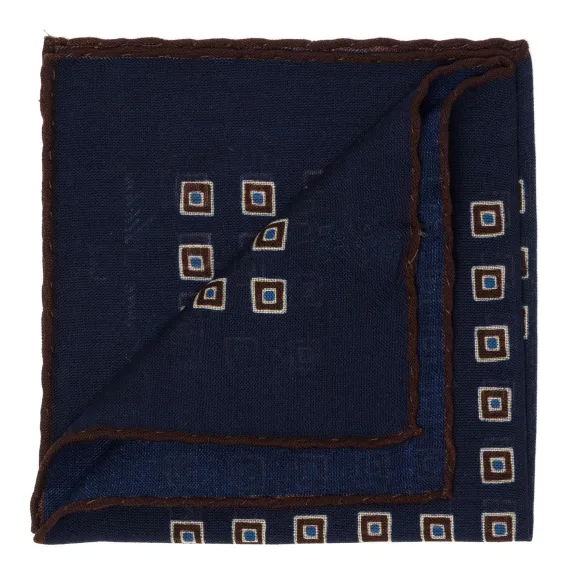 Pure Wool Pocket Square "Medaglioni Incornicato