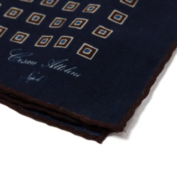Pure Wool Pocket Square "Medaglioni Incornicato