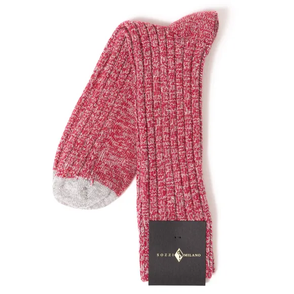 Red Melange Stocking "Sporting" In A Cashmere Blend.