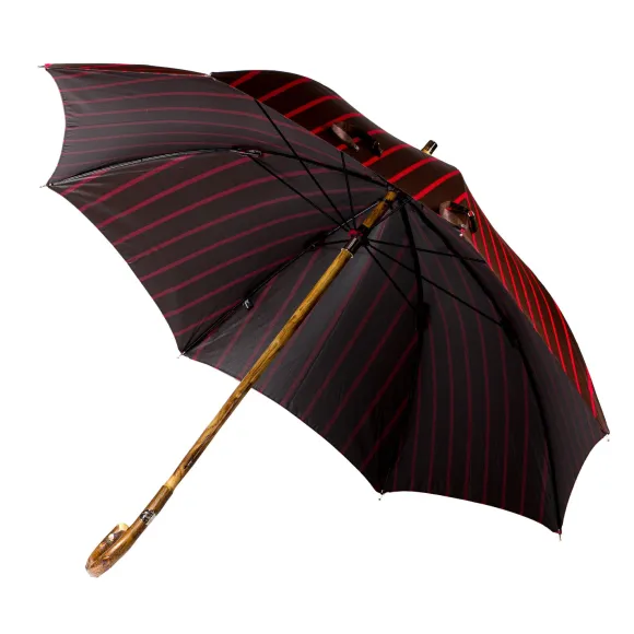 Red Umbrella With Wooden Handle