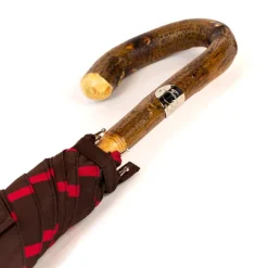 Red Umbrella With Wooden Handle