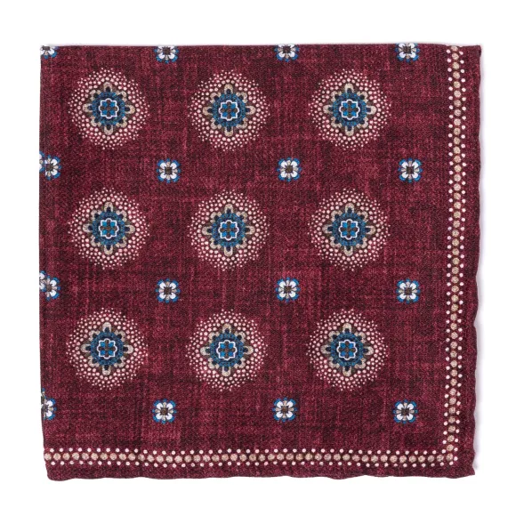 Rosi Collection X Mj: Pocket Square "New Flower Double Print" In Pure
