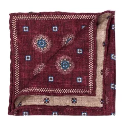 Rosi Collection X Mj: Pocket Square "New Flower Double Print" In Pure