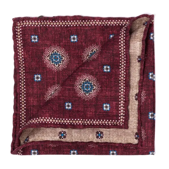 Rosi Collection X Mj: Pocket Square "New Flower Double Print" In Pure