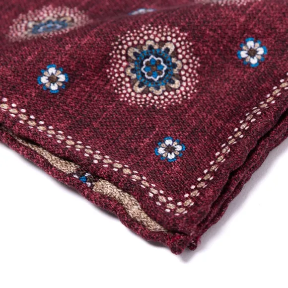 Rosi Collection X Mj: Pocket Square "New Flower Double Print" In Pure