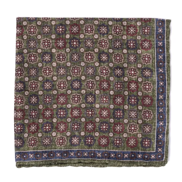 Rosi Collection X Mj: Pocket Square "Medallion Double Print" In Pure S