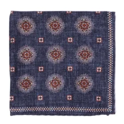 Rosi Collection X Mj: Pocket Square "New Flower Double Print" In Pure