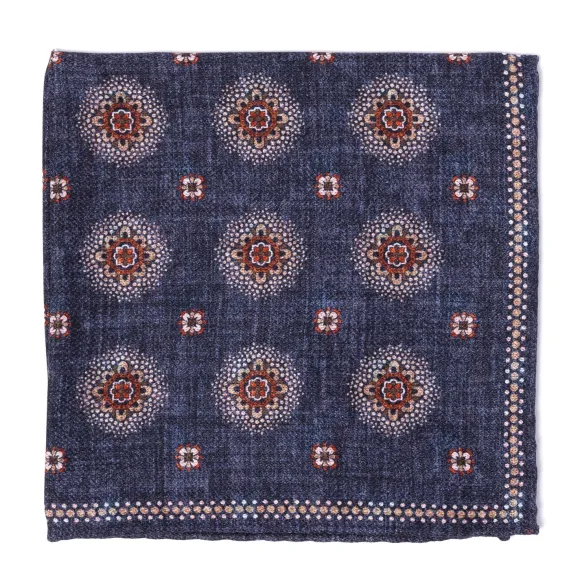 Rosi Collection X Mj: Pocket Square "New Flower Double Print" In Pure