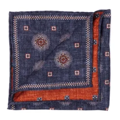 Rosi Collection X Mj: Pocket Square "New Flower Double Print" In Pure