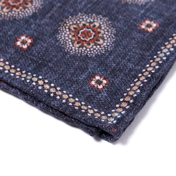 Rosi Collection X Mj: Pocket Square "New Flower Double Print" In Pure