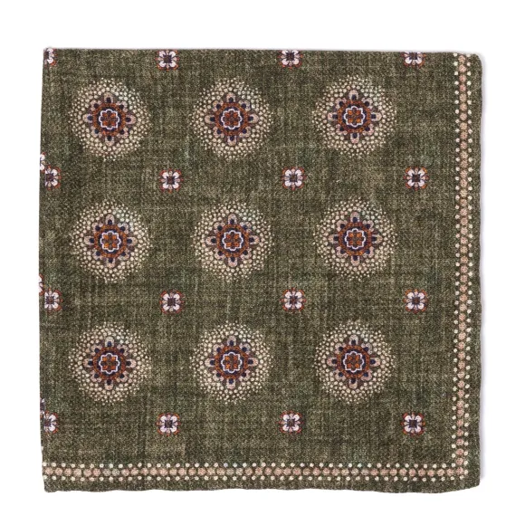 Rosi Collection X Mj: Pocket Square "New Flower Double Print" In Pure
