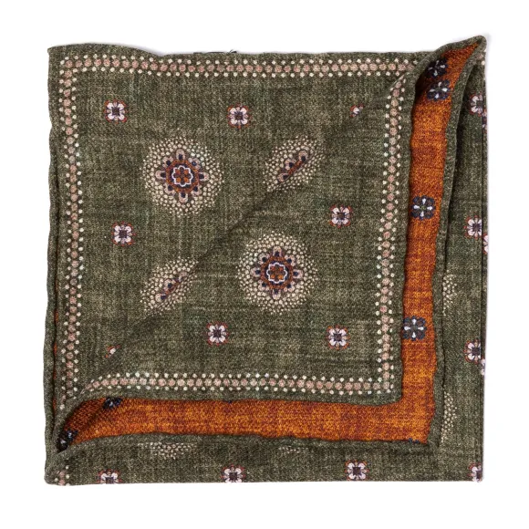 Rosi Collection X Mj: Pocket Square "New Flower Double Print" In Pure