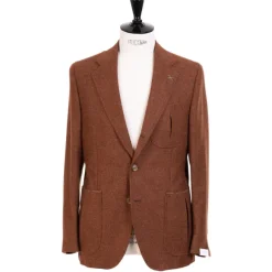 Rust Brown Jacket "Il Cacciatore"" Made Of Wool And Cashmere - Handmad