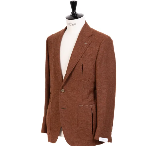 Rust Brown Jacket "Il Cacciatore"" Made Of Wool And Cashmere - Handmad