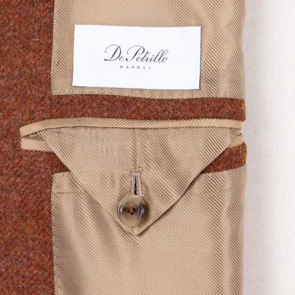 Rust Brown Jacket "Il Cacciatore"" Made Of Wool And Cashmere - Handmad