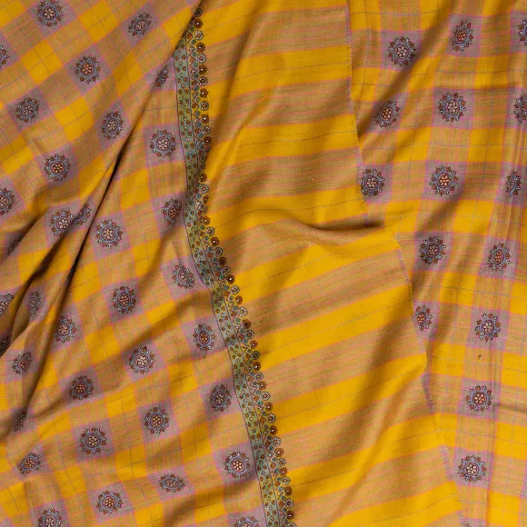 Scarf "Gorakhpur" Made Of Finest Hand Embroidered Pashmina Cashmere -