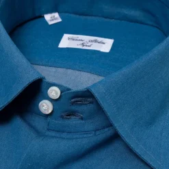 Shirt "Denim Sartoriale" In Fine Cotton Twill From Alumo - Collo Marco