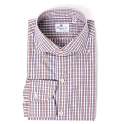 Shirt "Scacchi Reali" In Finest Alumo Cotton - Collo Eduardo