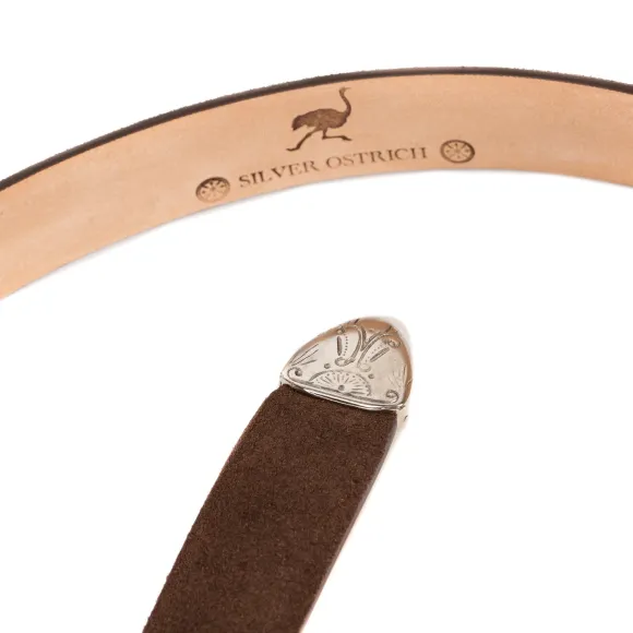Silver Ostrich X Mj: Western-Gurtel "Gipsy" Aus Dunkelbraunem Wildlede