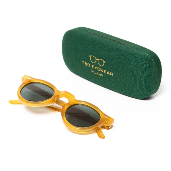 Sonnenbrille "Welt Honey" Mit Grunen Glasern - Handarbeit