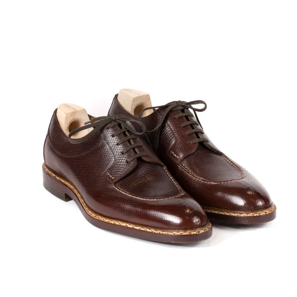 Split Toe-Derby In Dark Brown Calfskin "Russian Calf" - Purely Handcra