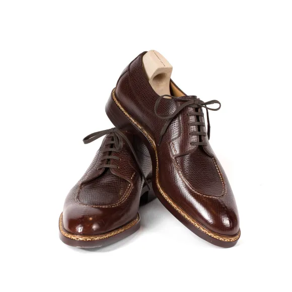 Split Toe-Derby In Dark Brown Calfskin "Russian Calf" - Purely Handcra