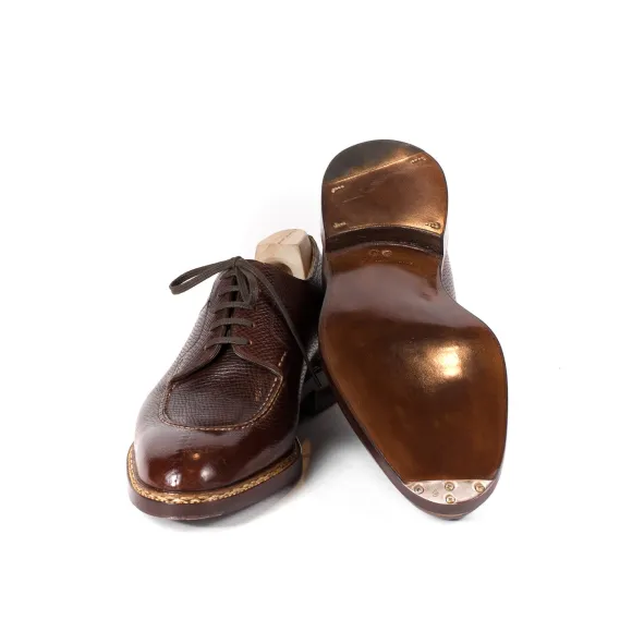 Split Toe-Derby In Dark Brown Calfskin "Russian Calf" - Purely Handcra